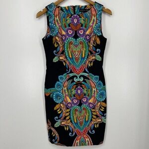 Madison Leigh Dress Women's Size 6 Multicolor‎ Paisley Print Shift Back Zip